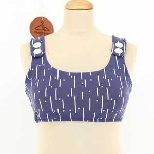 Seea Georgia Buttoned Bikini Top‎ Wide Strap Scoop Neck Size Large